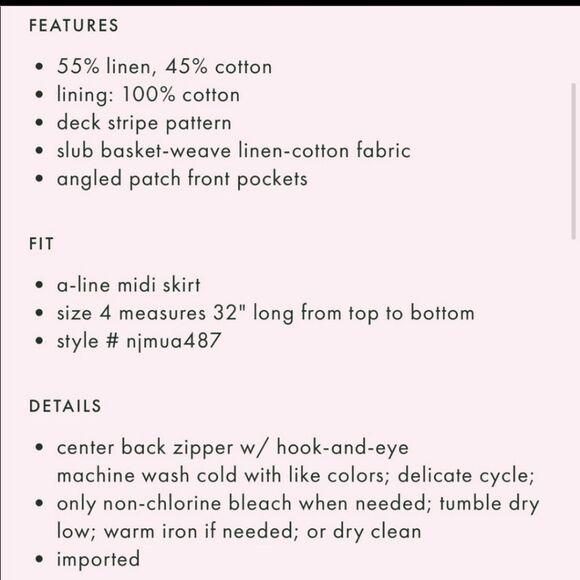 Kate Spade Deck Stripe in Mirage Pink and Traffic Linen Blend Midi Skirt - Picture 11 of 13